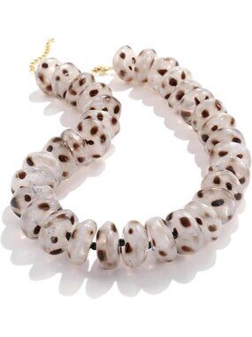 Women's Black Spot Resin Beaded Choker Gold Plated Chunky Large Bead Necklace